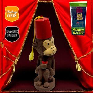 Vintage Monkey With FEZ Bobble Head Nodded By Accoutrements Shriner Tiki! RARE!